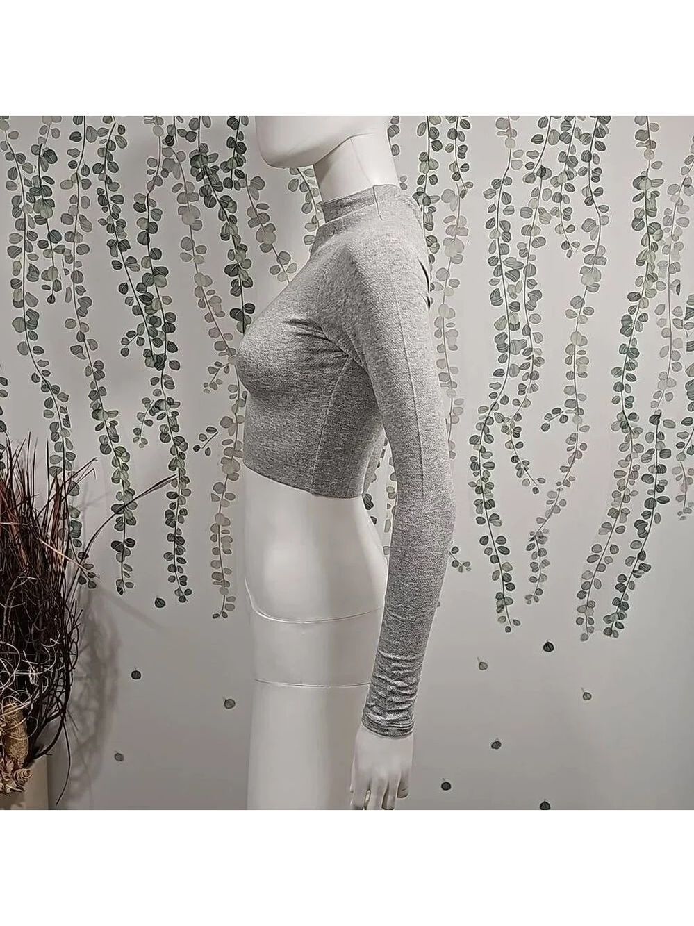 Naked Wardrobe THE NW CROP TOP IN HEATHER GREY Sz M - Picture 5 of 9